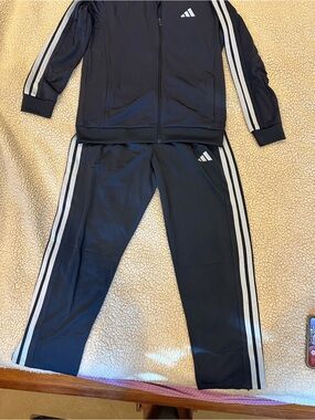 adidas blue sports suit with White Side Strip